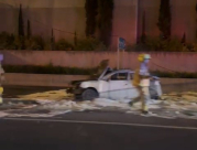 اصابة خطرة لسائق اثر احتراق مركبة جنوب يافا 